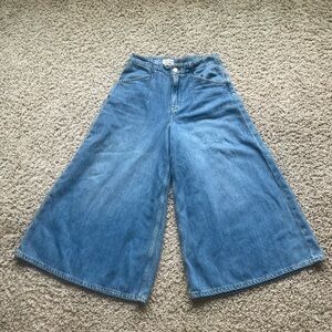 Pilcro Wide-Leg Blue Denim Culotte Jeans